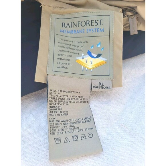 Rainforest Mens Size  XL Outdoor Wind Water Resistant Vest Reversible Blue Tan - Picture 7 of 8